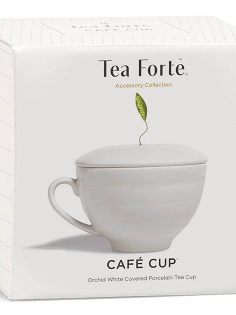 Tea Forte Cafe Cup Orchid White Porcelain Lidded Teacup, set of 2 NWOT